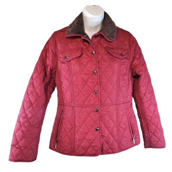 Weatherproof Quilted Red Jacket Coat Size Small S Zipper Pockets - Picture 1 of 5